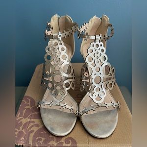 Silver high heel sandals